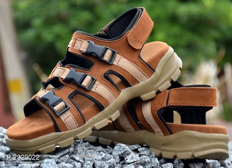 High Fashion Tan Synthetic Comfort Outdoor Sandals