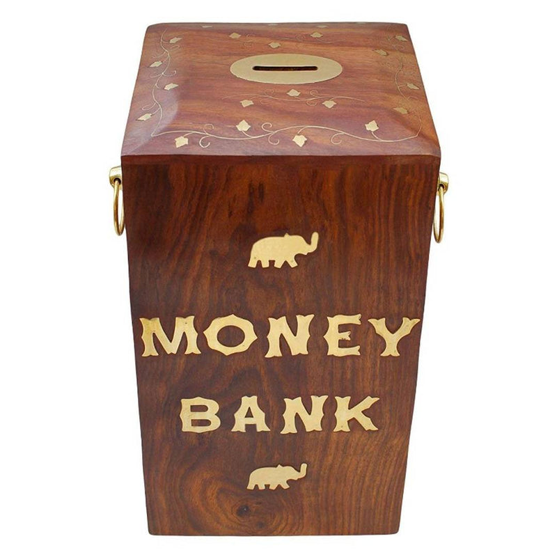 Hand Crafted Big Size Master Size Large Piggy Bank Wooden 10x6 inch Kids Gift