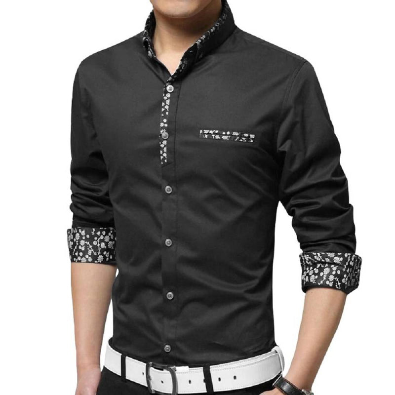 Men Black Cotton Long Sleeves Casual Shirts