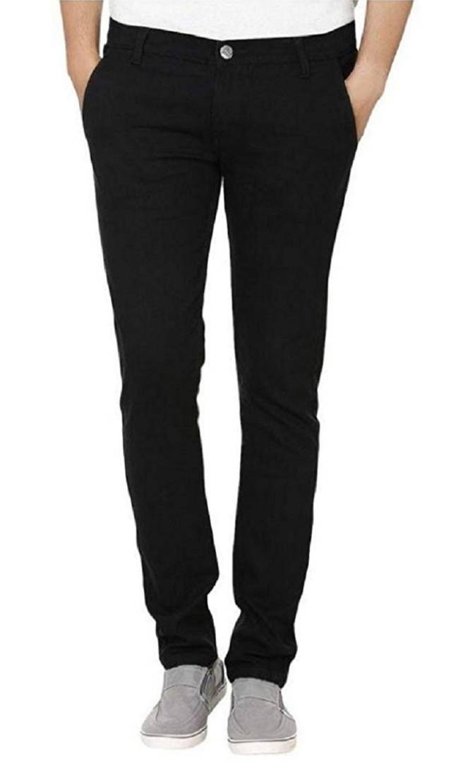 Men's Black  Cotton Solid Regular Fit Mid-Rise Jeans