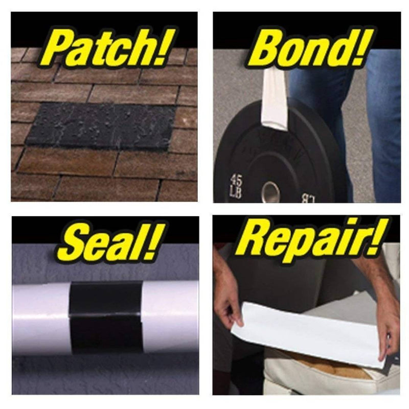 PVC Rubberized Waterproof Flex Seal Strong Adhesive Sealant Tape for Any Surface , Stops Leaks Like Garden Hose Pipe Water Bonding Kitchen Sink Toilet Tub Water Tank (Large, Black)-Price Incl. Shipping