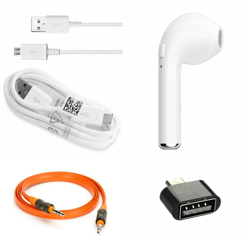 Combo Of Black Single Bluetooth, Aux Cable, OTG & Data Cable