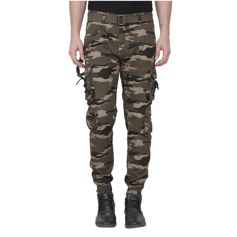Men's Multicoloured Cotton Blend Mid-Rise Printed Regular Fit Cargo