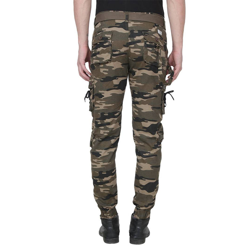 Men's Multicoloured Cotton Blend Mid-Rise Printed Regular Fit Cargo