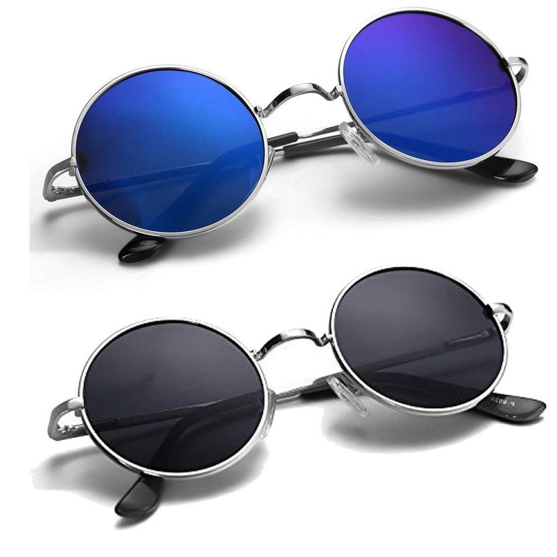 Mirrored Round Sunglasses Pack of 2 For Men