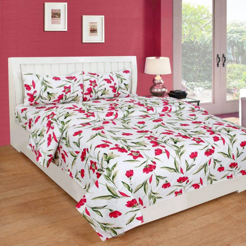 Poly Cotton 3D Double Bedsheet With 2 Pillow Covers