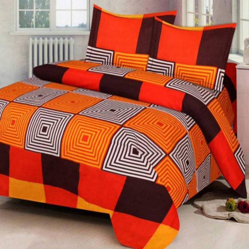 Poly Cotton 3D Double Bedsheet With 2 Pillow Covers
