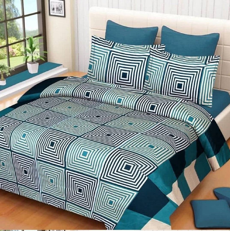 Poly Cotton 3D Double Bedsheet With 2 Pillow Covers