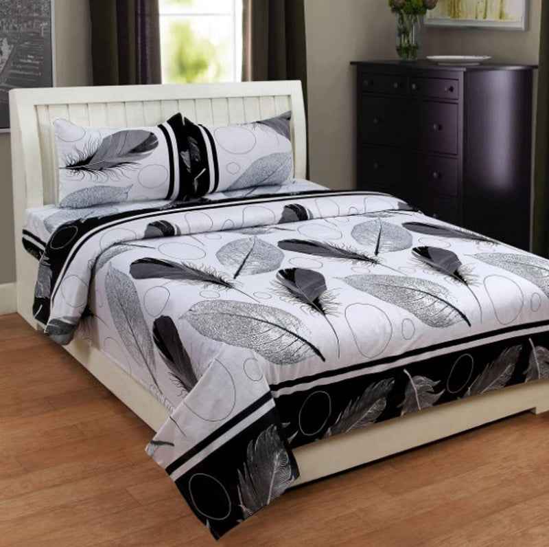 Poly Cotton 3D Double Bedsheet With 2 Pillow Covers