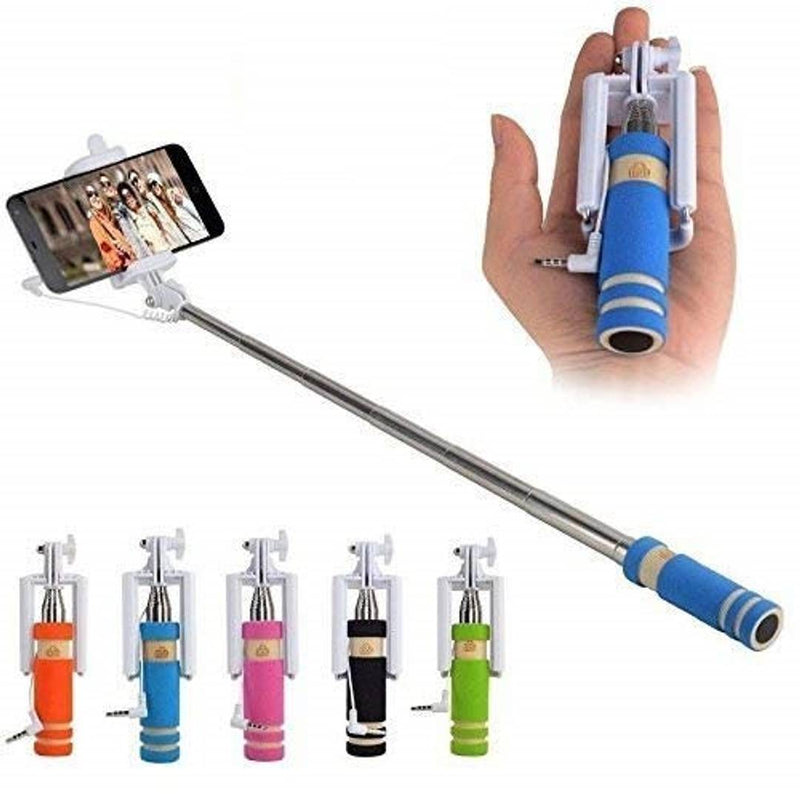 U.S.Traders Mini Wire Controlled Rainbow Selfie Stick for All Android & iPhone Smartphones