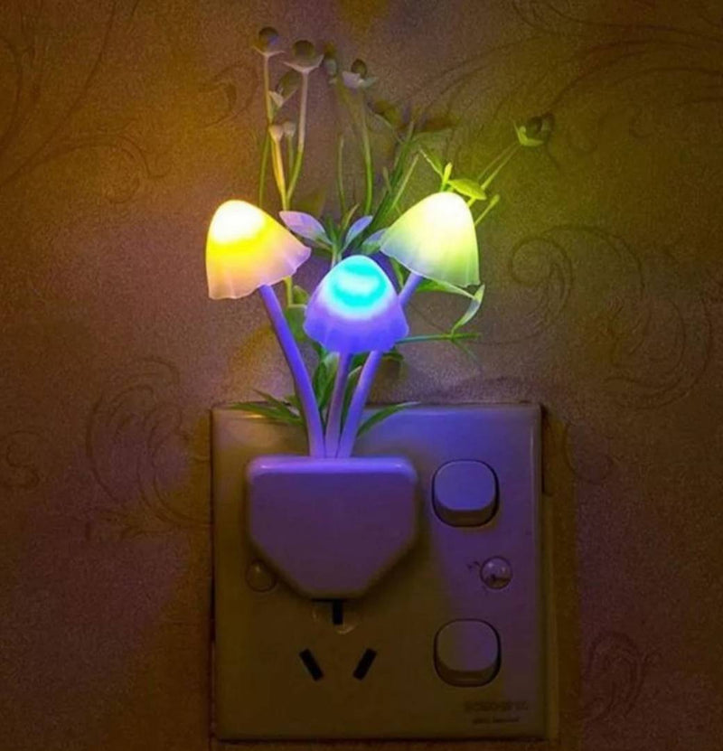 Fancy mushroom shape with flower Automatic Sensor LED color changing night lamp multi (Pack of 1)