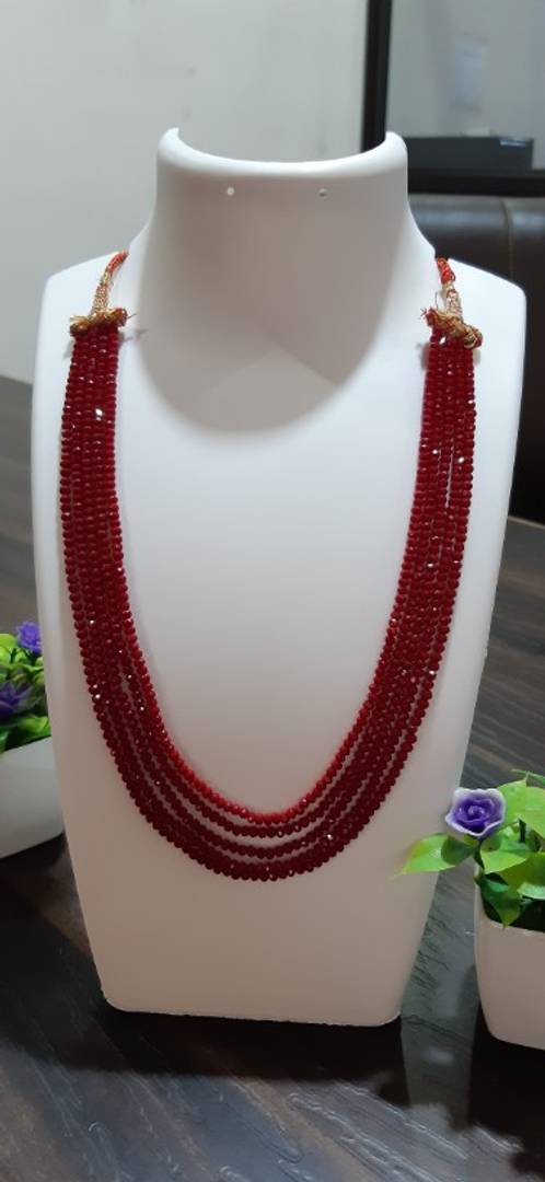 Beautiful maroon color 5 layred necklace set for women's