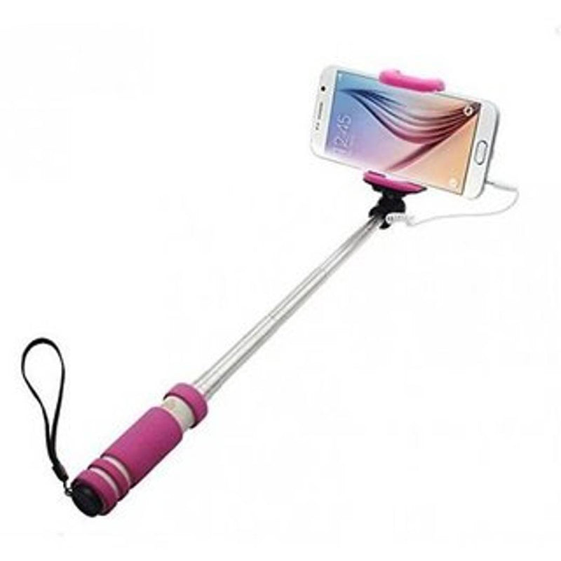 Mini Wire Controlled Rainbow Selfie Stick for All Android & iPhone Smartphones (One Year Warranty, Assorted Colour)