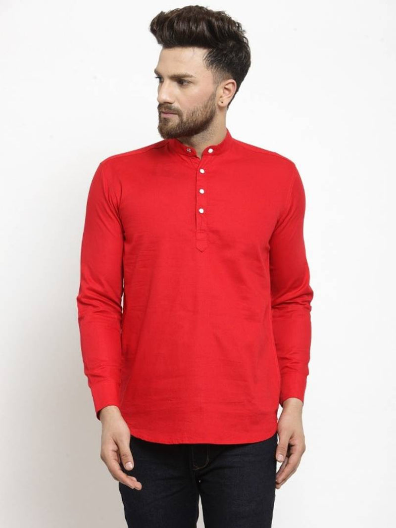 Red Solid Cotton Regular Fit Casual Shirt