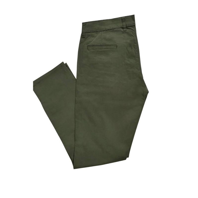 Men's Green Cotton Blend Mid-Rise Solid Slim Fit  Trendy Chinos