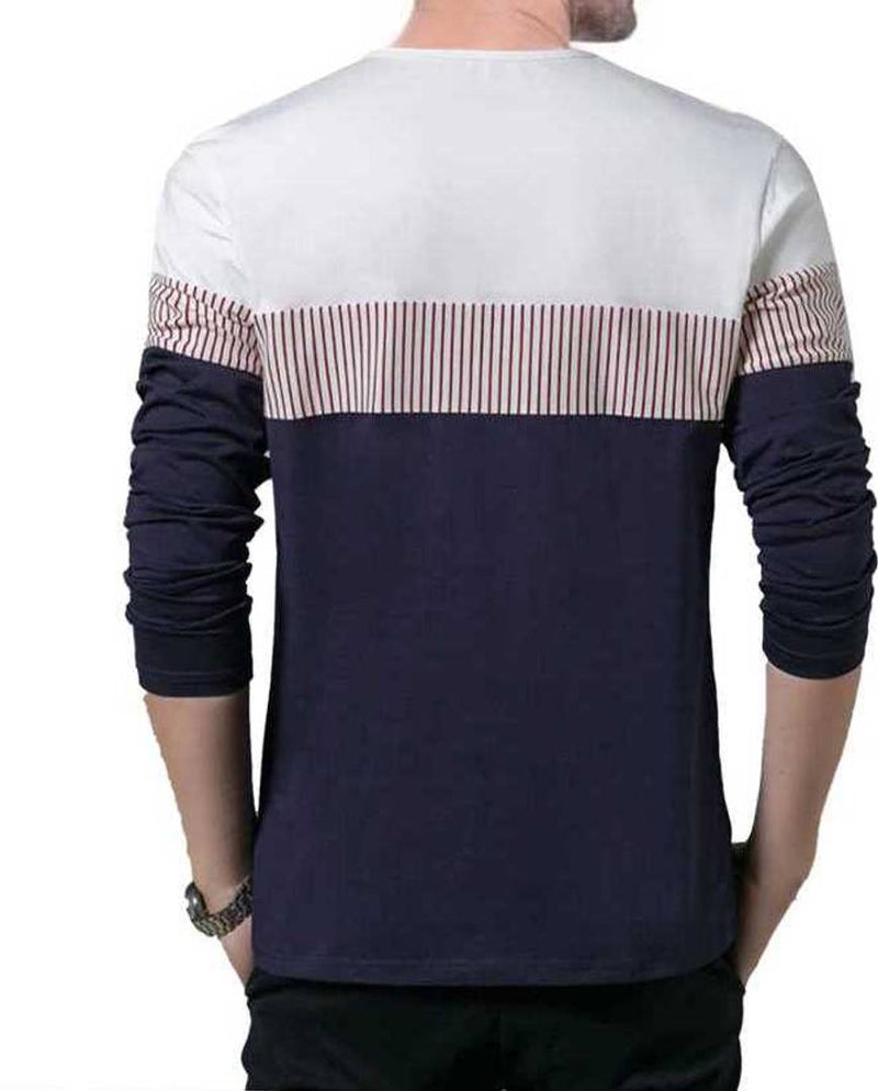 Men's Multicoloured Cotton Self Pattern Round Neck Tees