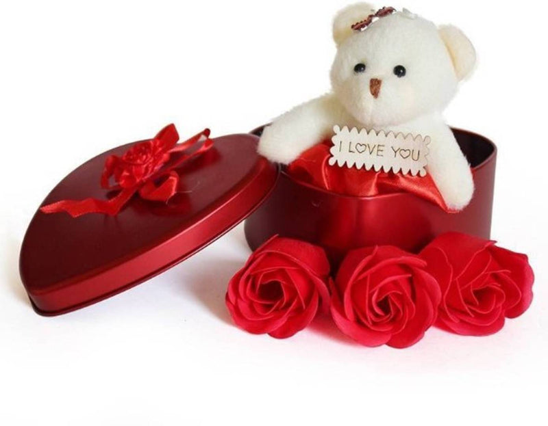 Artificial Flower With Soft Toy Gift Set