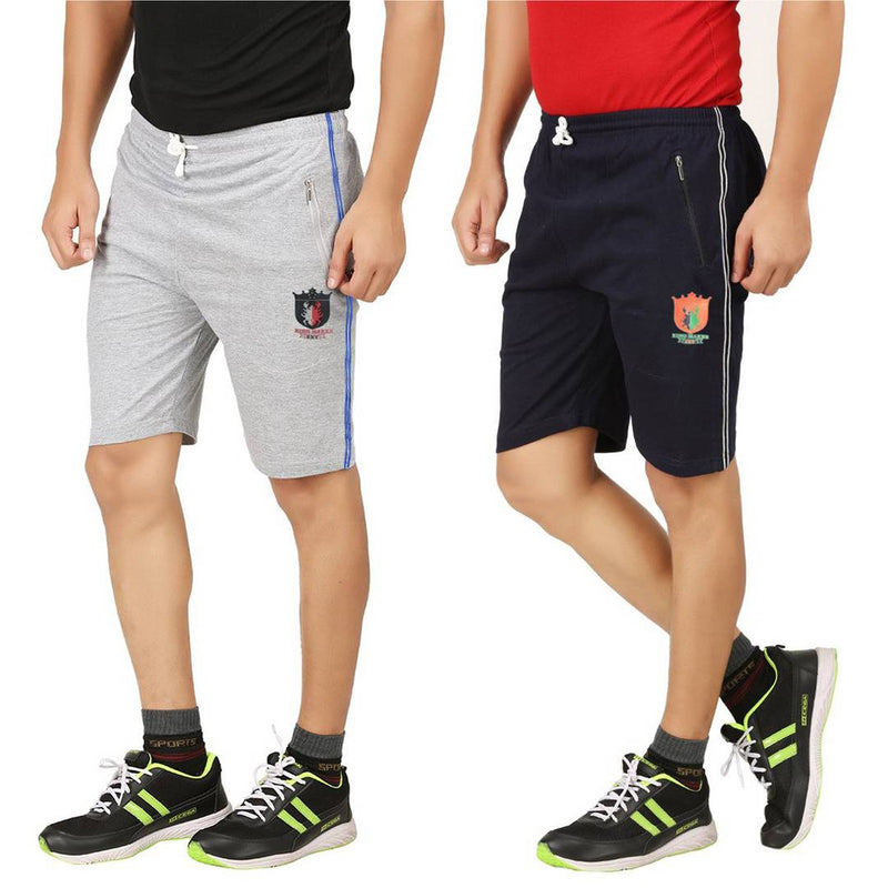 Men's Self Pattern Regular Fit Cotton Regular Shorts Combo Of 2