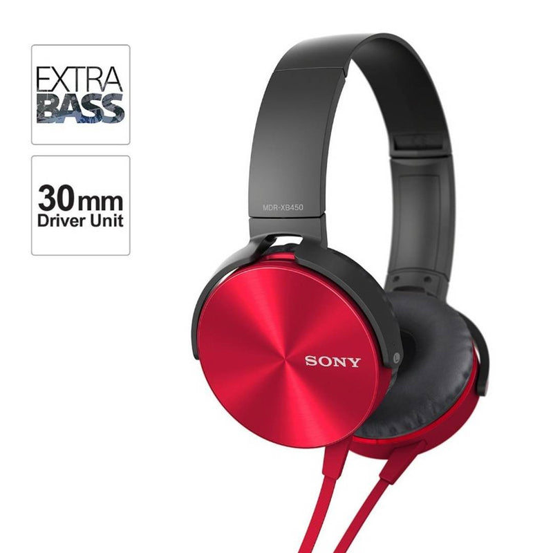 Sony Wired Headset with Mic (Red, Over the Ear)