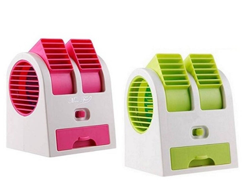 Dual Bladeless Mini Fan Air Conditioner Water Air Cooler (Assorted Color) Pack Of 2