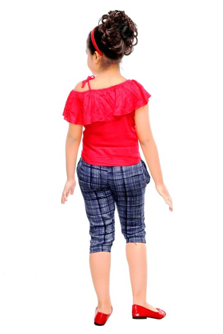 Girls Party(Festive) Top Pant  (Red)