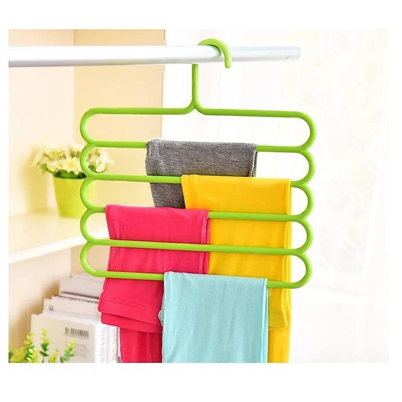 KEWIN PLASTIC MULTIPURPOSE 5 LAYER CLOTH HANGER  (MULTI COLOR)