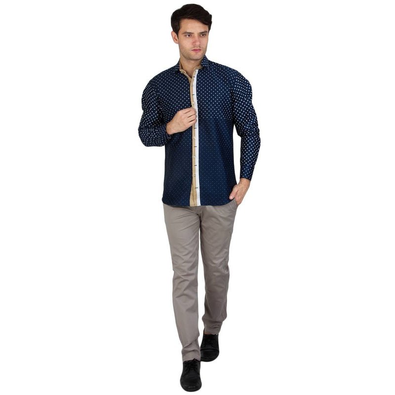Men's Grey Cotton Blend Solid Casual Trouser