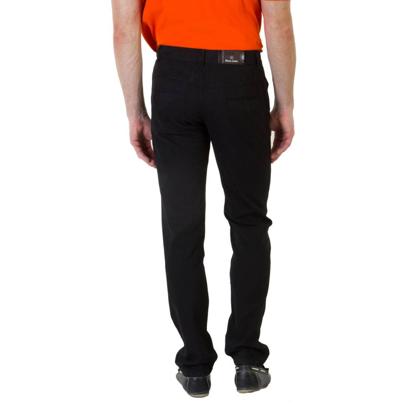 Men's Black Cotton Blend Solid Casual Trouser