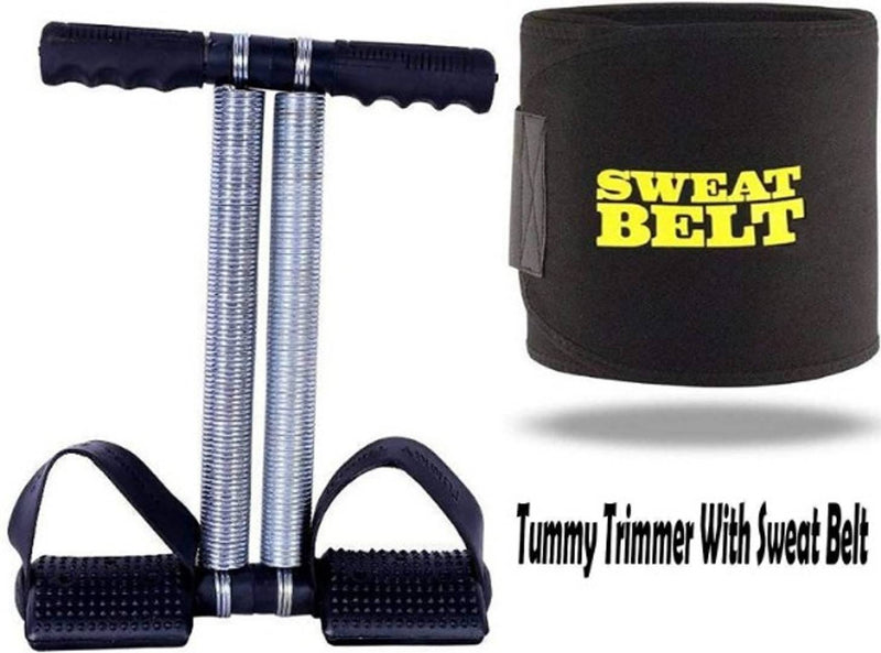Perfect for Fitness 4 in 1 Ab Tummy Trimmer with Sweat Belt Combo Weight Loss Women & Men Trimmer-Abs Exerciser-Body Toner Sweat Belt (Free Size)