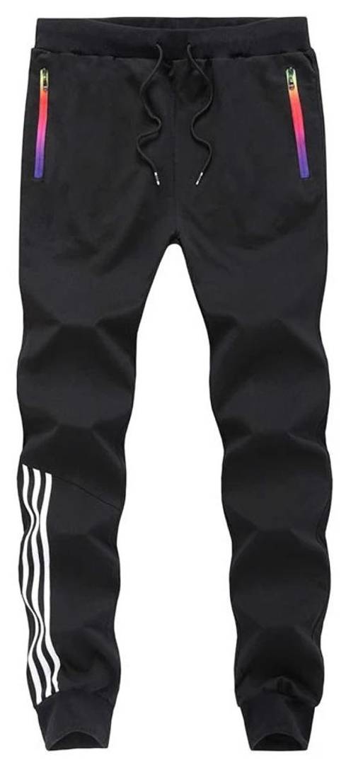 Men's Black Polyester Blend Self Pattern Slim Fit Joggers