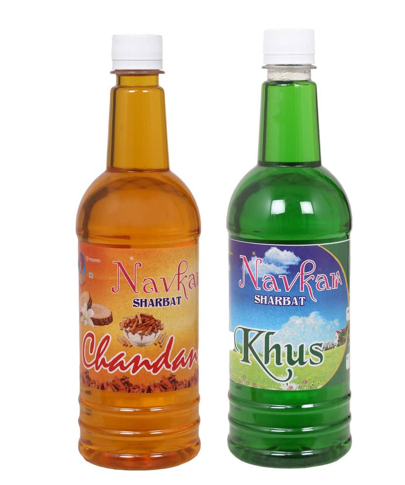 Navkar Chandan Sandalwood & Khus Syrup Sharbat Pack Of 2 (750 ml Each)