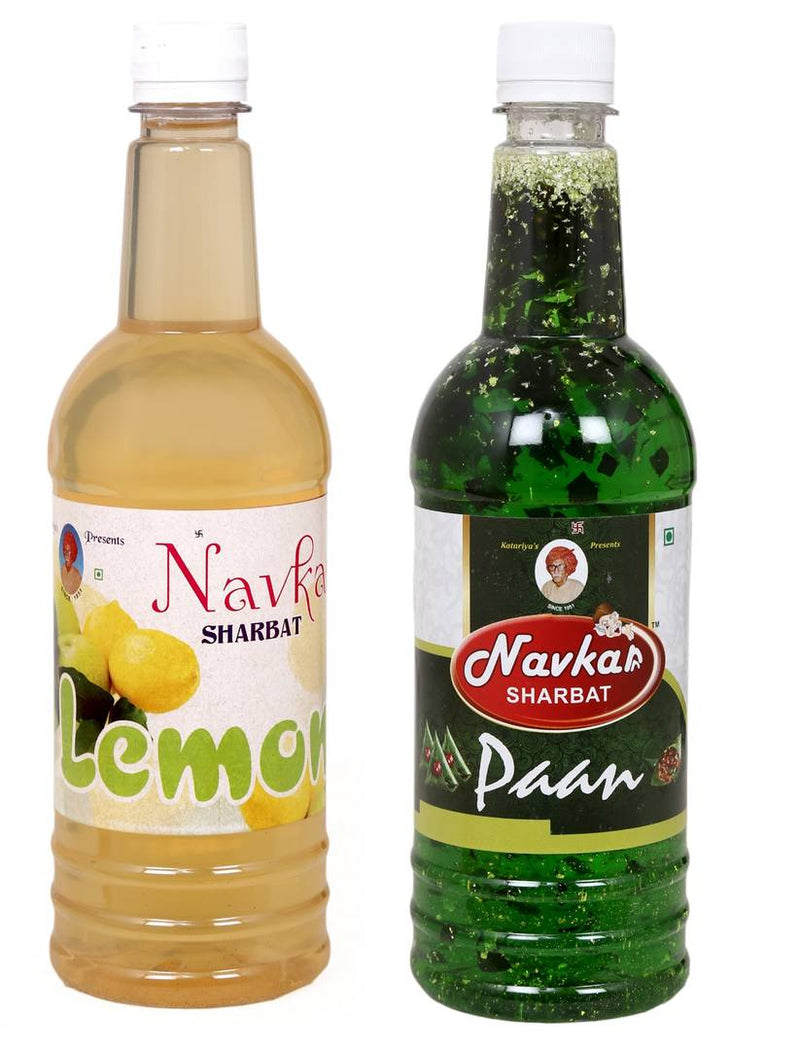 Navkar Lemon|Nimbu & Paan|Betel Leaf Syrup Sharbat Pack Of 2 (750 ml Each)