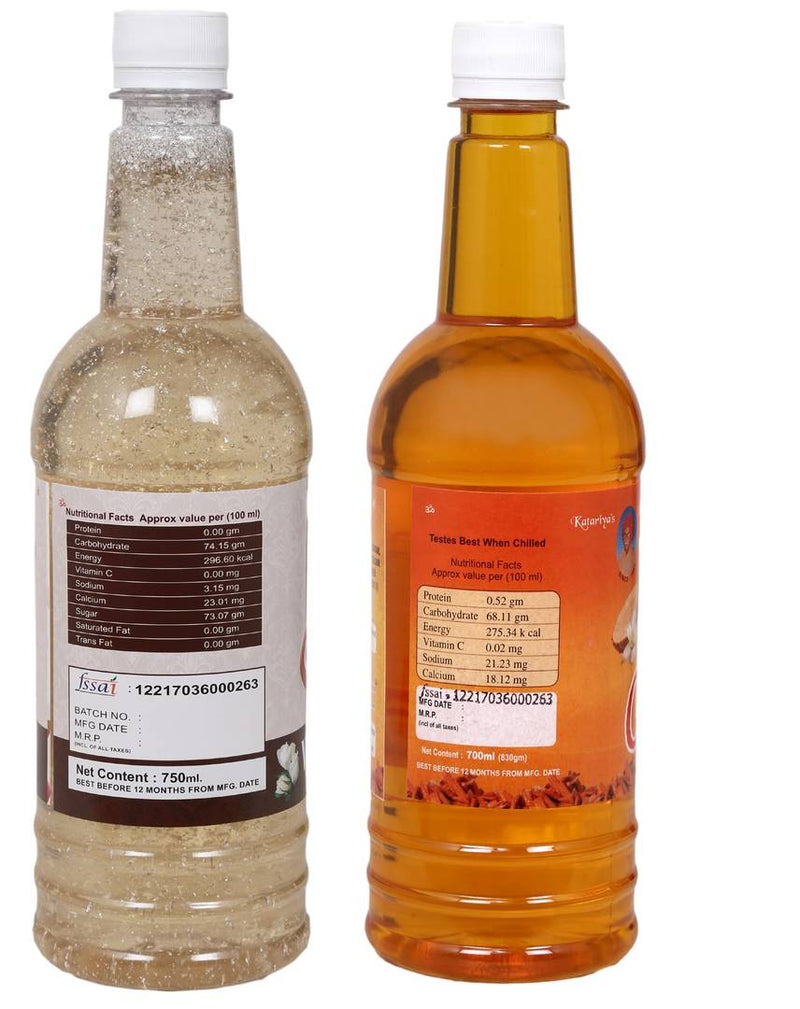 Navkar White Rose & Chandan|Sandalwood Syrup Sharbat Pack Of 2 (750 ml Each)