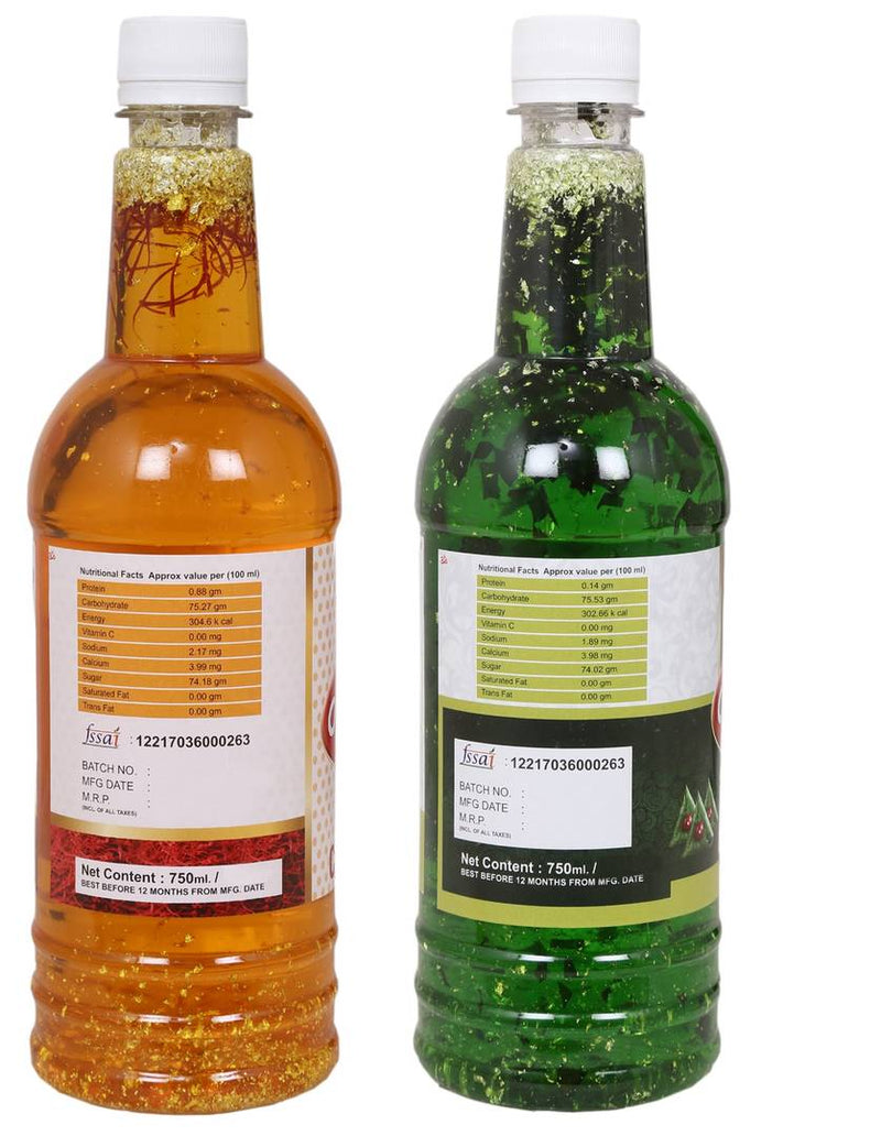 Navkar Kesar Chandan|Saffron Sandalwood & Paan|betel Leaf Syrup Sharbat Pack Of 2 (750 ml Each)