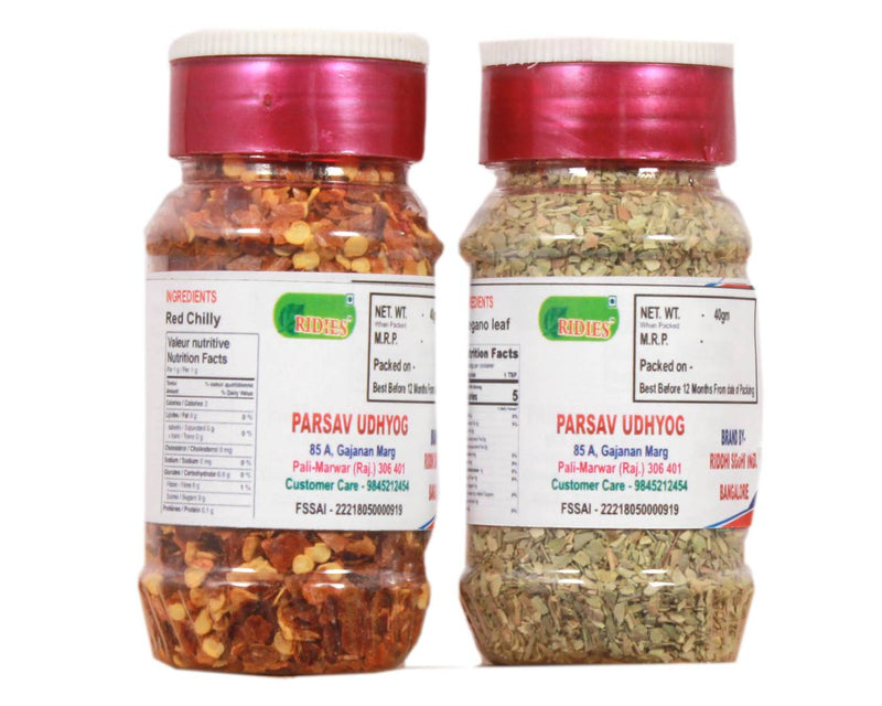 Ridies Combo Of Red Chilly Flakes - 40g + Oregano Flakes - 40g-Price Incl.Shipping