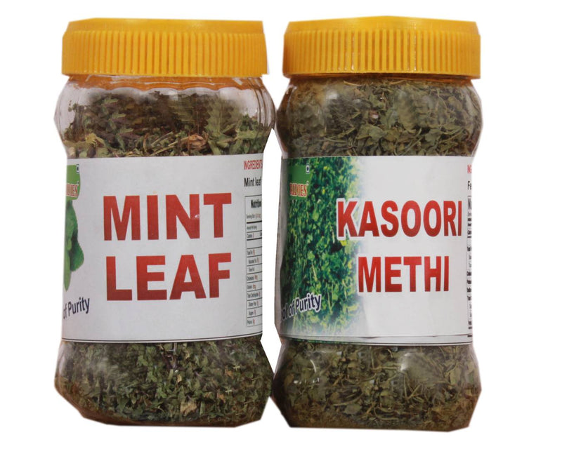 Ridies Combo Of Kasoori Methi Flakes - 25g + Mint Leaf Flakes (Pudina) - 25g-Price Incl.Shipping