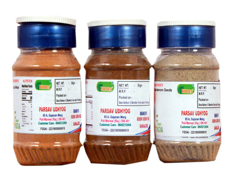 Ridies Combo of Cassia Powder (Dal Chini ) ,50g + Clove Powder (Laung) ,50g + Cardamom Powder Flakes (Elachi ) ,50g