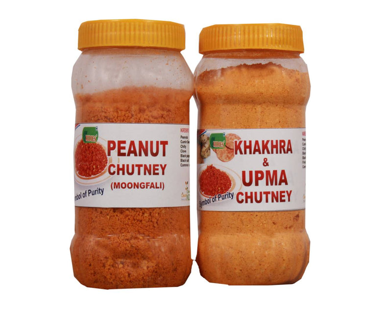 Ridies Combo Of Peanuts Chutney - Dry (Moong Fali) - 250g + Khakhra & Upma Chutney - Dry - 250g