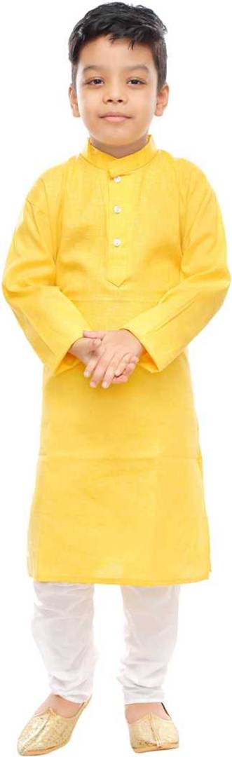 Yellow Kurta With White Pyjama