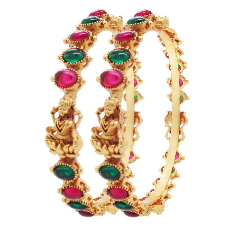 Laxmi Temple Bangle Brass Gold Plated Set Of 2