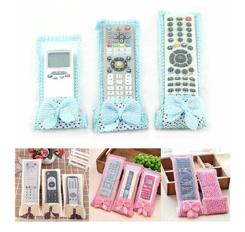 Air Condition TV Remote Control Case Textile Protective Bag Set of 3 Sizes (Assorted Colors)