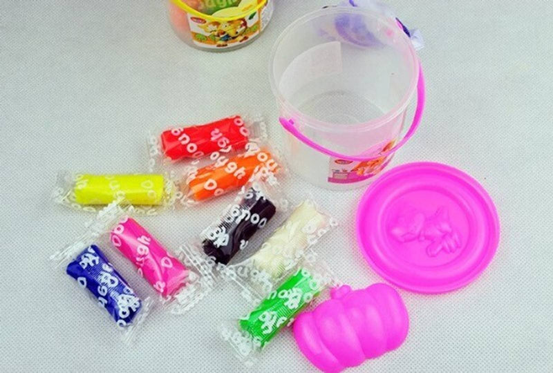 Play Dough  / Doh  Mini Bucket Modeling Clay with 10 Colors , Roller , Knife and 1 Mould