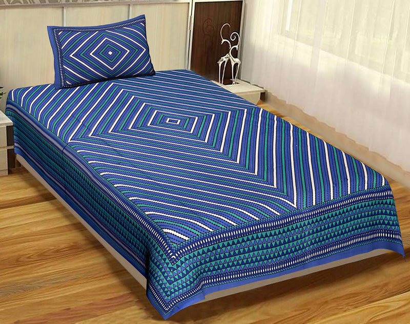 Beautiful Cotton Printed Single Bedsheet With 1 Pillow Cover
