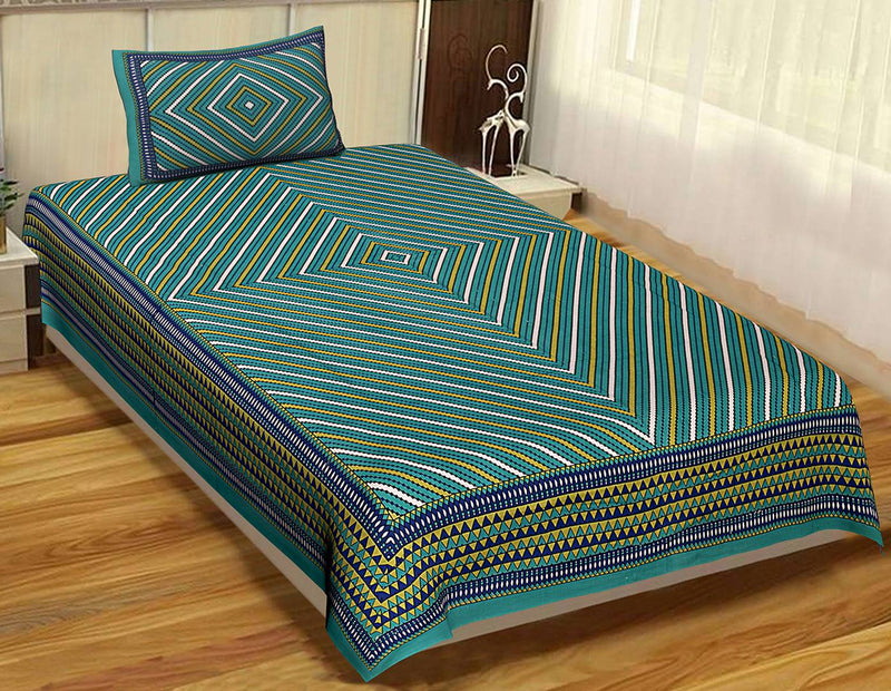 Beautiful Cotton Printed Single Bedsheet With 1 Pillow Cover