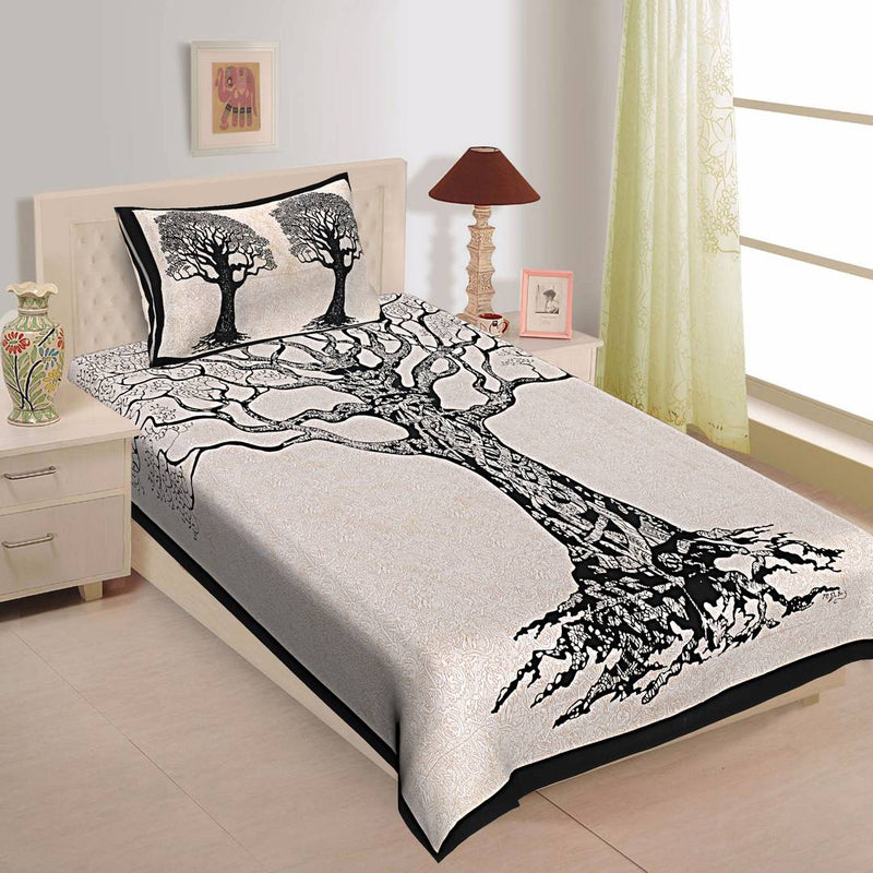 Cotton Printed Single Bedsheet With 1 Pillow Cover