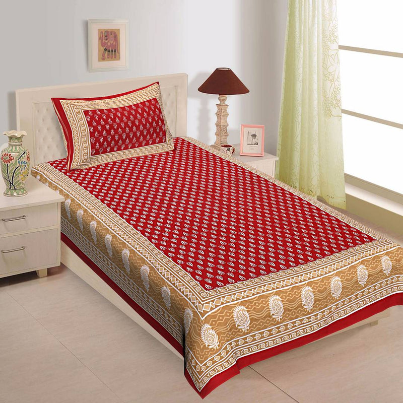 Cotton Printed Single Bedsheet With 1 Pillow Cover
