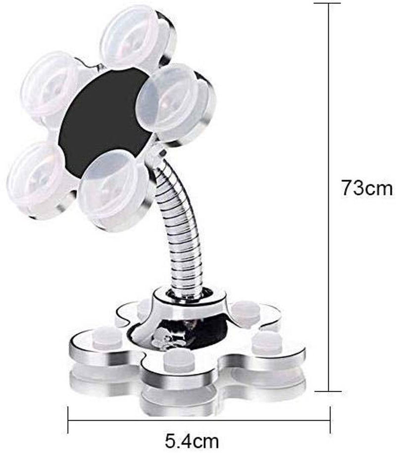 Mini Flower Shape 360 Degree Rotatable Multi-Angle Phone Metal Magic Suction Cup Mobile Holder Car Mount Sucker Stand Compatible with Universal Smartphones