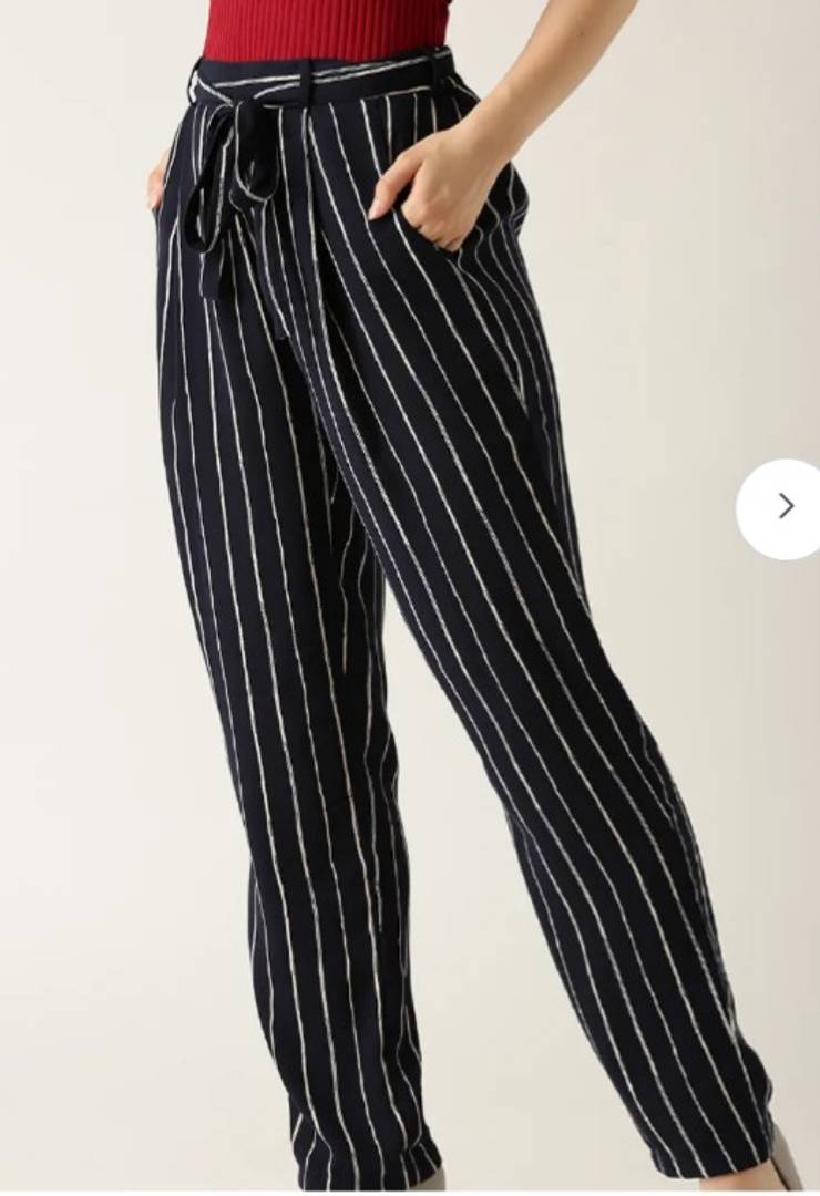 Women Black Striped Trouser