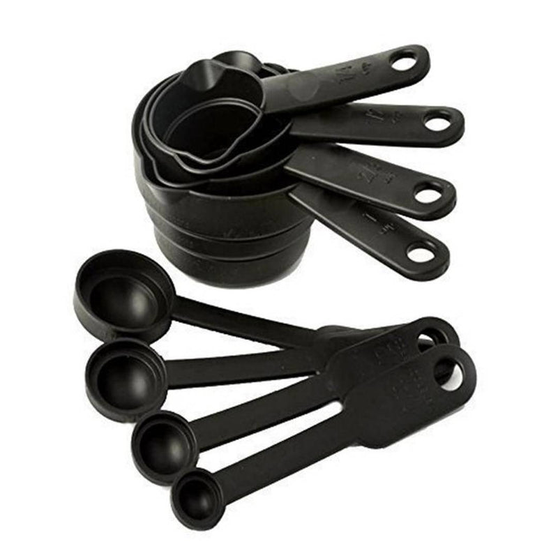 Baking Measuring Cups & Spoons Set - Set of 8 pieces, Black