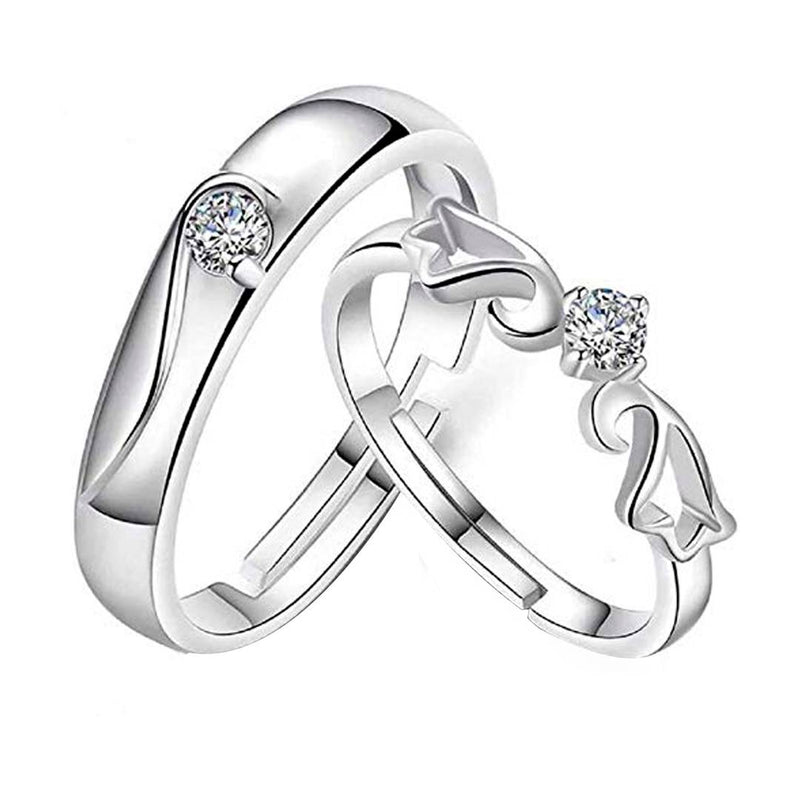 Silver Plated Elegant Adjustable Couple Rings